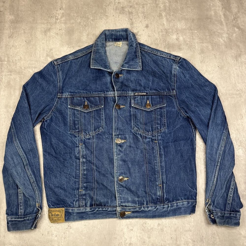 Vintage Lee Cooper Denim Jacket Mens M Blue Trucker Tag 46 USA Cotton